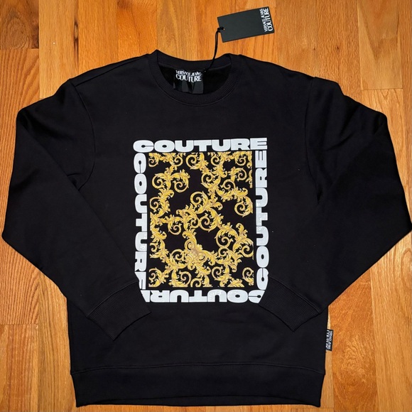 Versace Black Gold Hibiscus Couture Sweatshirt, Brand New 🔥